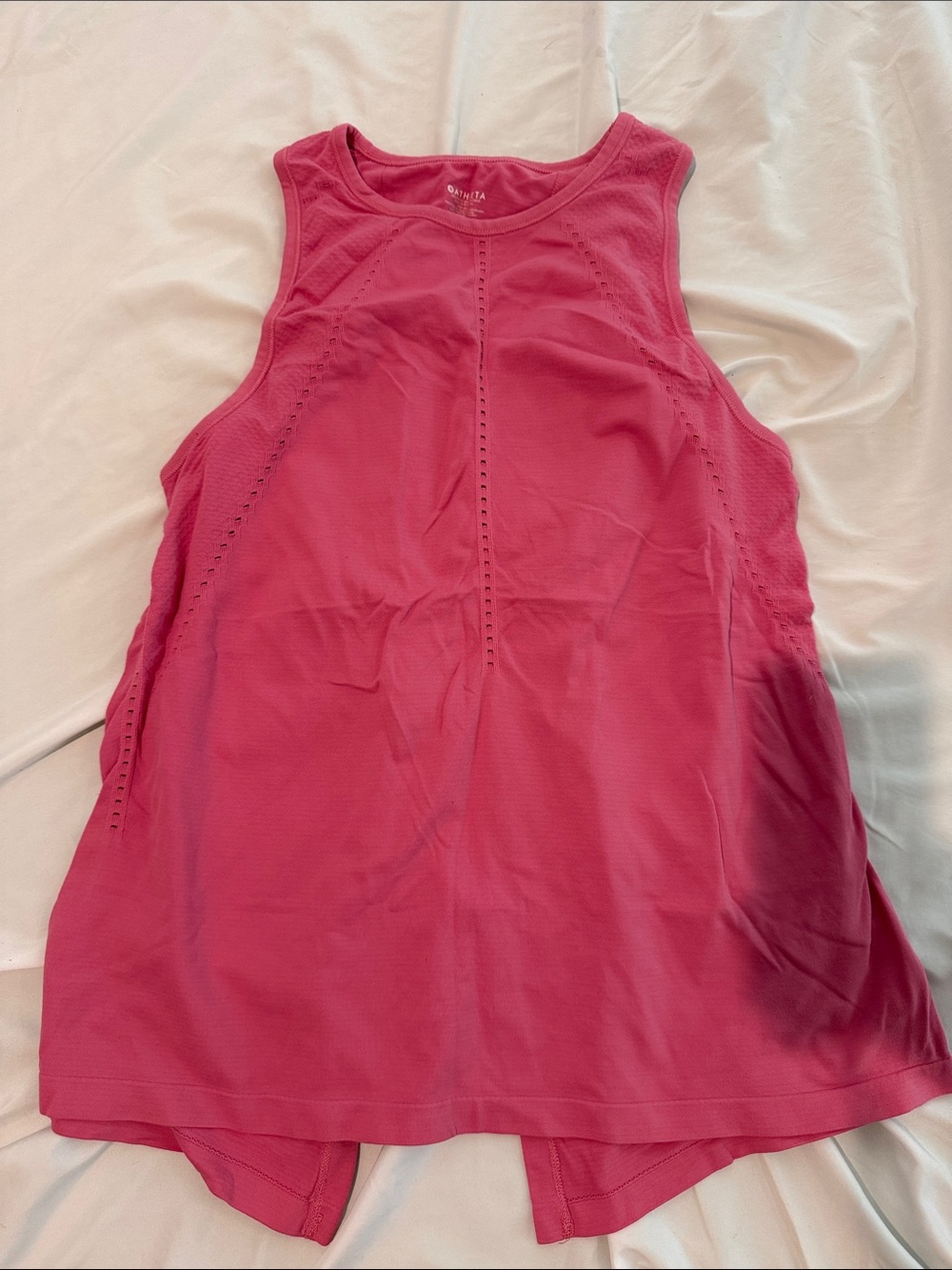 Athleta Bright Pink Eyelet Performance Tank